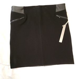KENAR Faux Leather & Stretch Fabric Mini Skirt